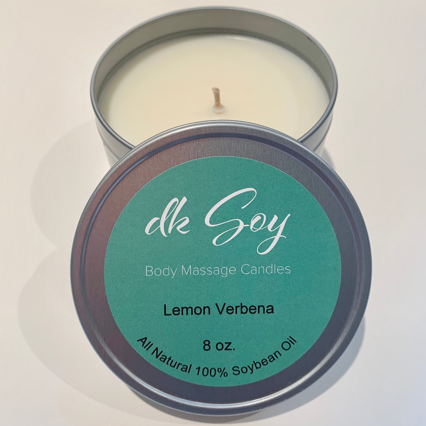 large lemon verbena travel tin massage oil candle
