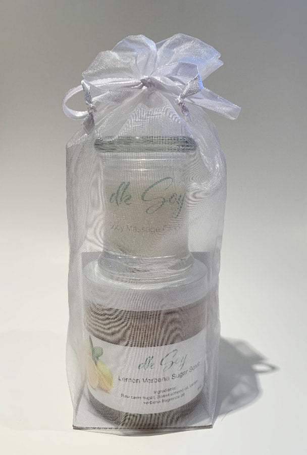 lemon verbena candle scrub gift set