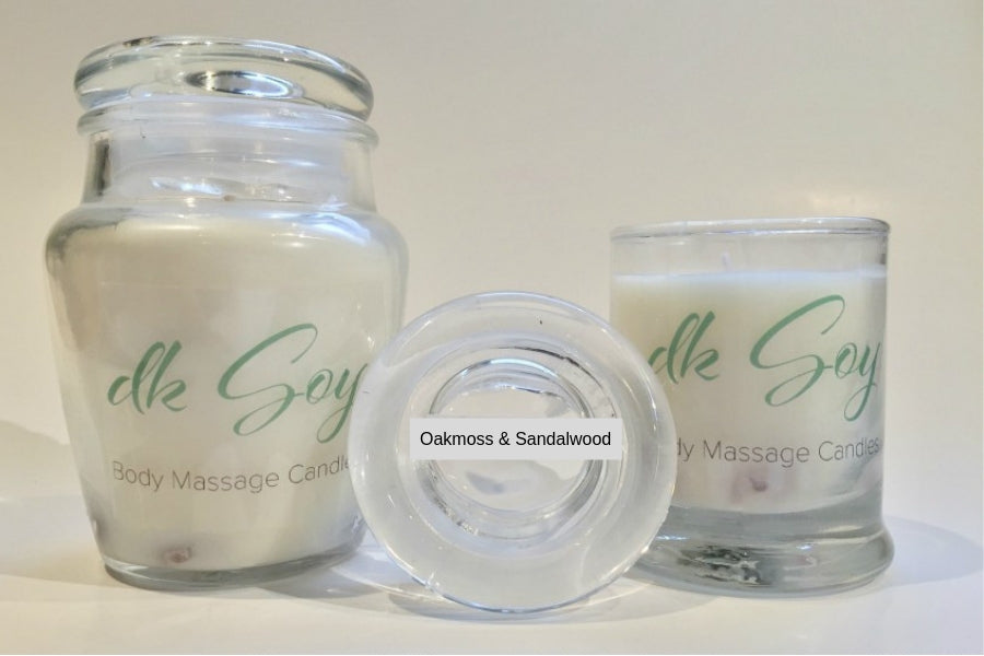 oakmoss sandalwood massage oil candles