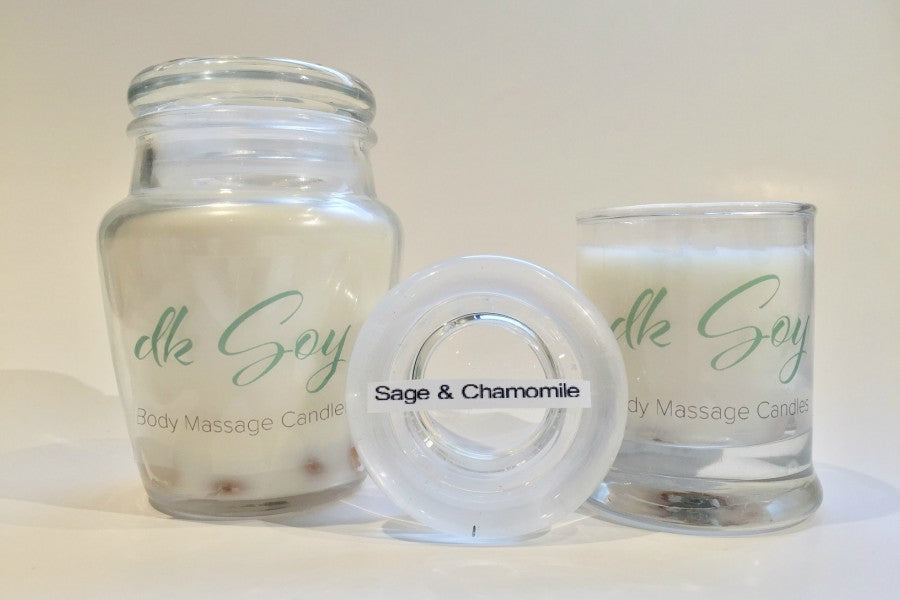 sage chamomile massage oil candles