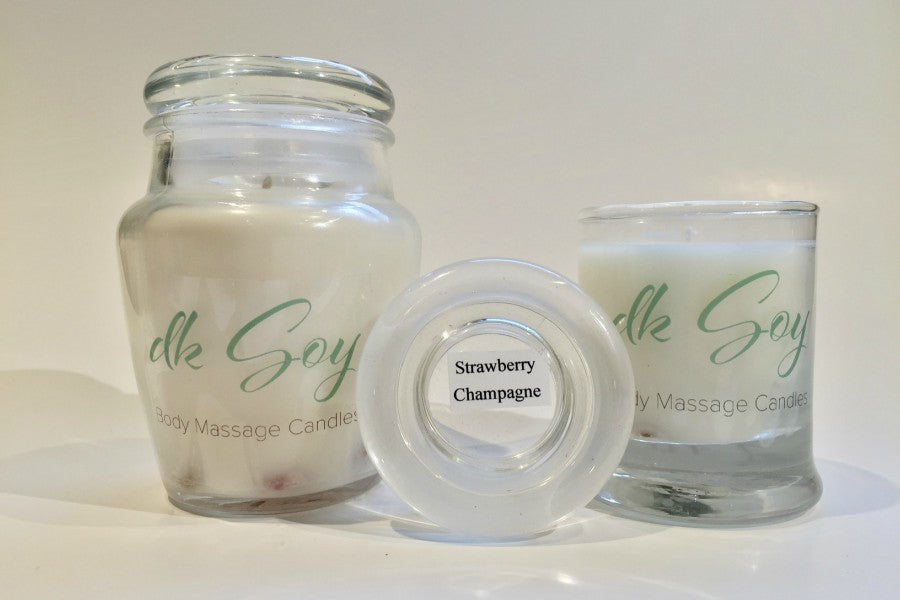 strawberry champagne massage oil candles