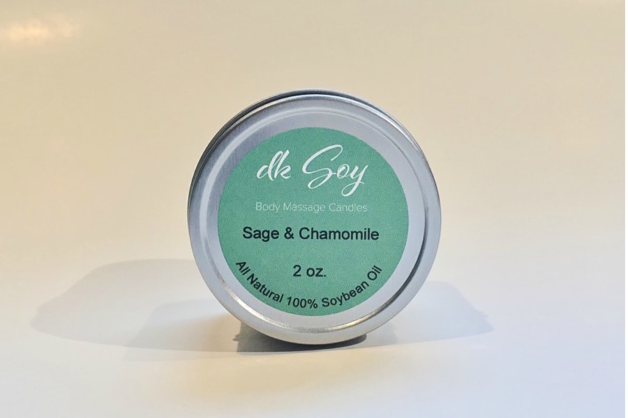 mini travel tin massage oil candle