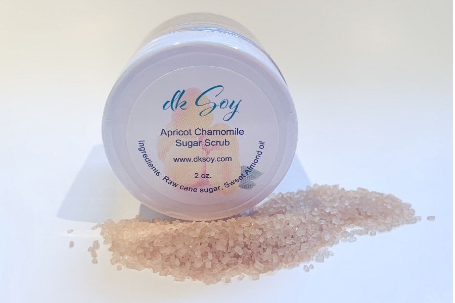 mini apricot chamomile sugar scrub