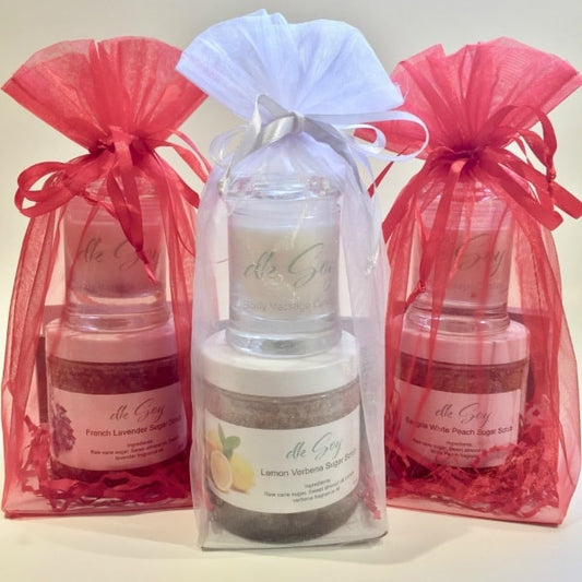 large massage candle sugar scrub gift set