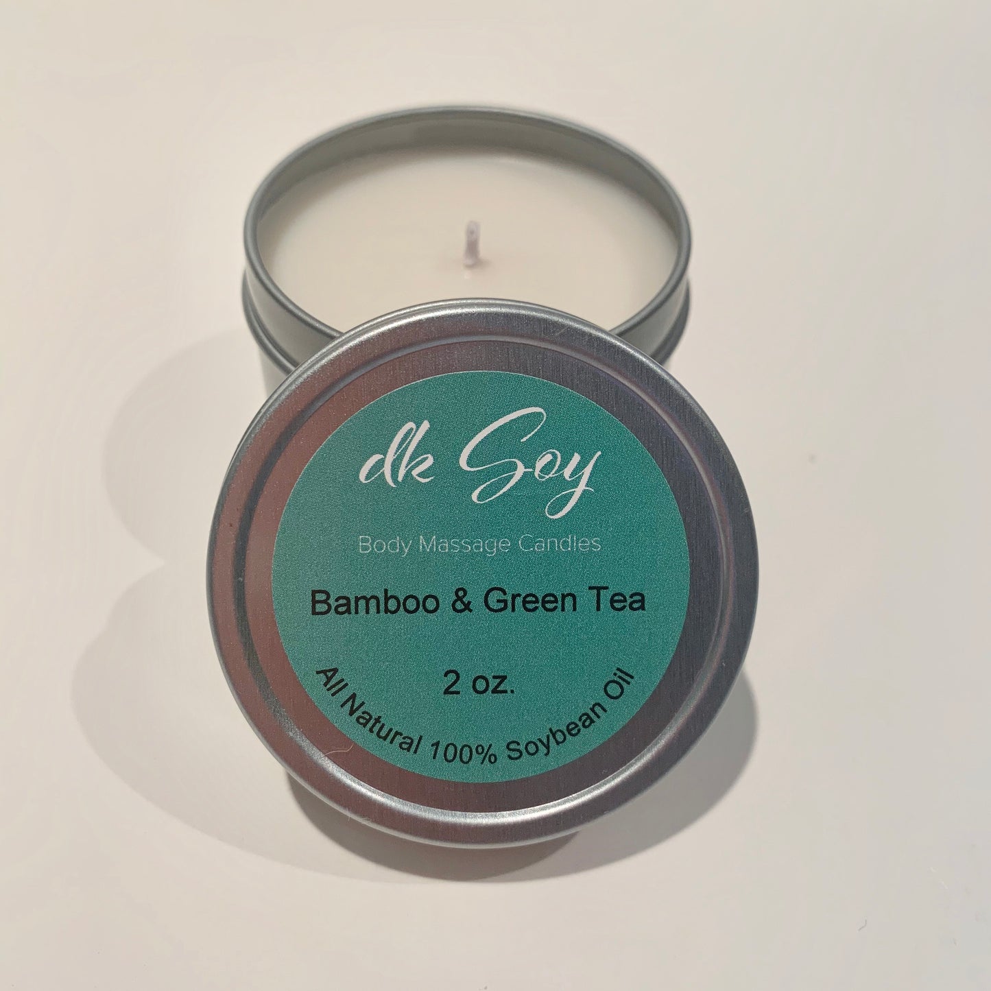 mini bamboo green tea travel tin massage oil candle