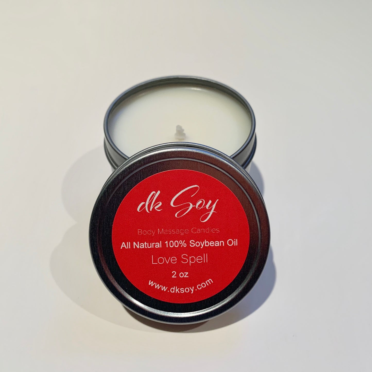 mini love spell travel tin massage oil candle