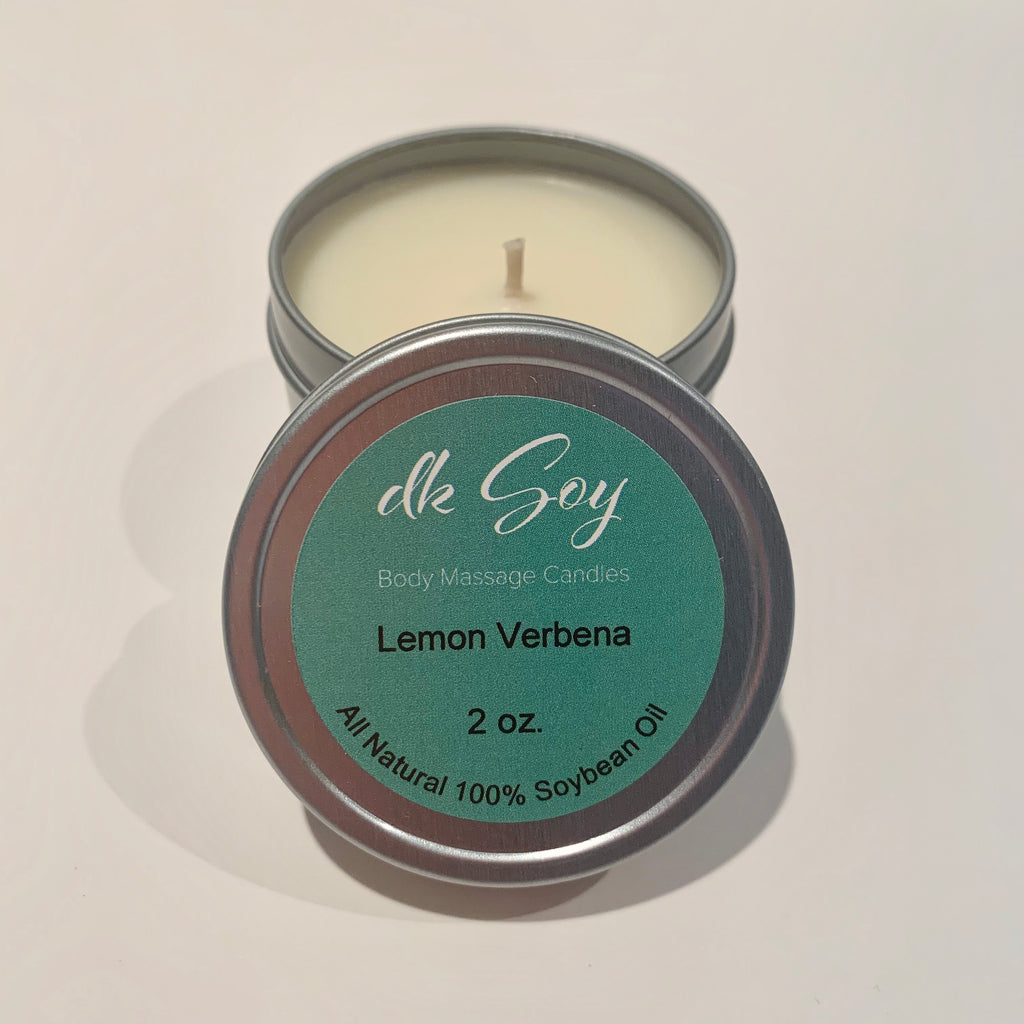 mini lemon verbena travel tin massage oil candle
