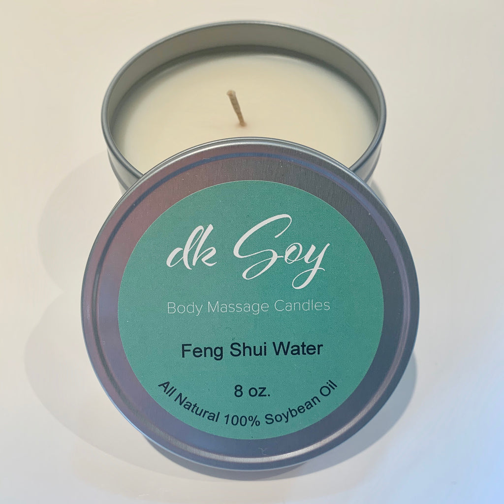 large feng shui water travel tin massage oil candle