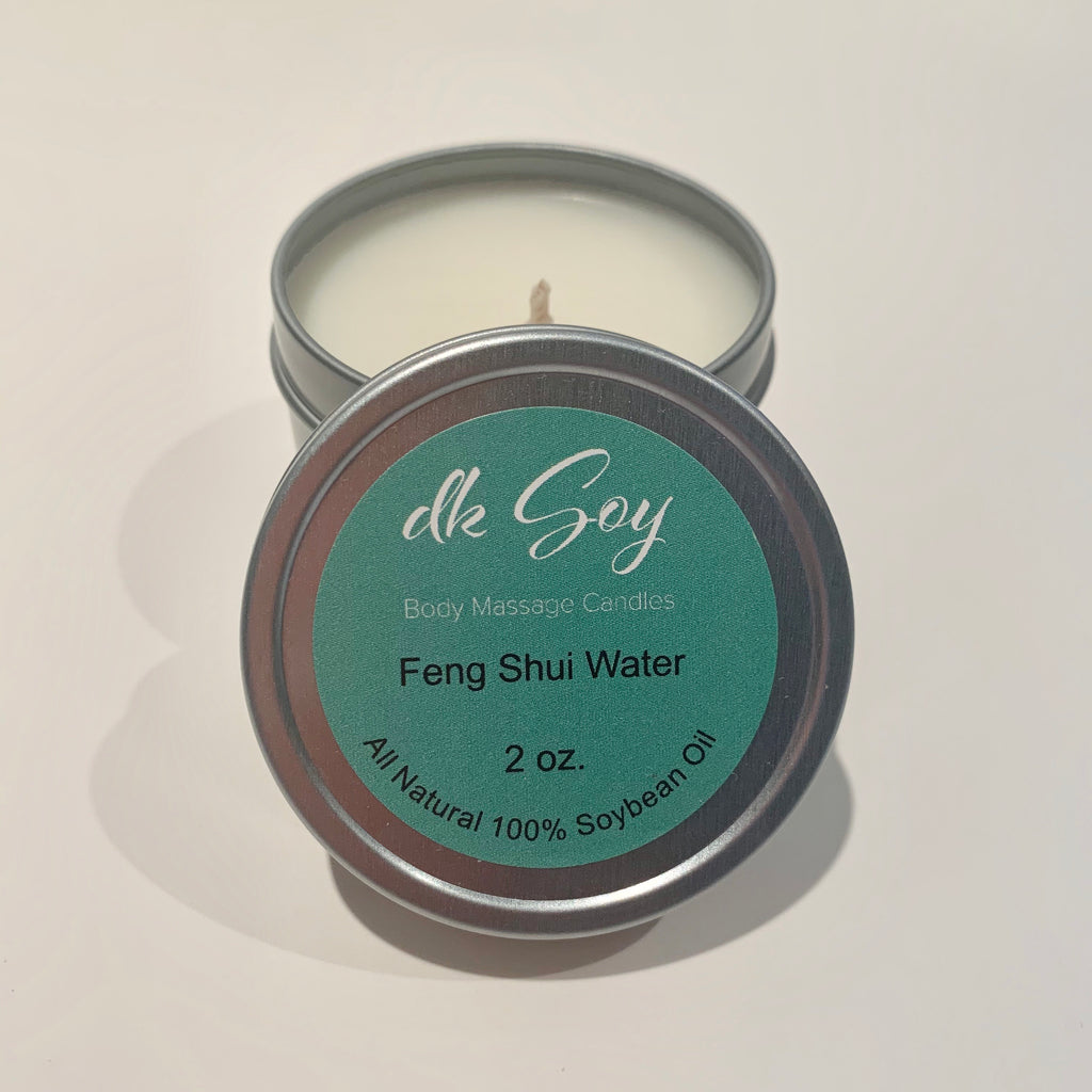 mini feng shui water travel tin massage oil candle