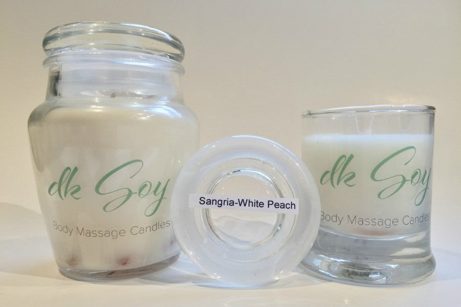 sangria white peach massage oil candles